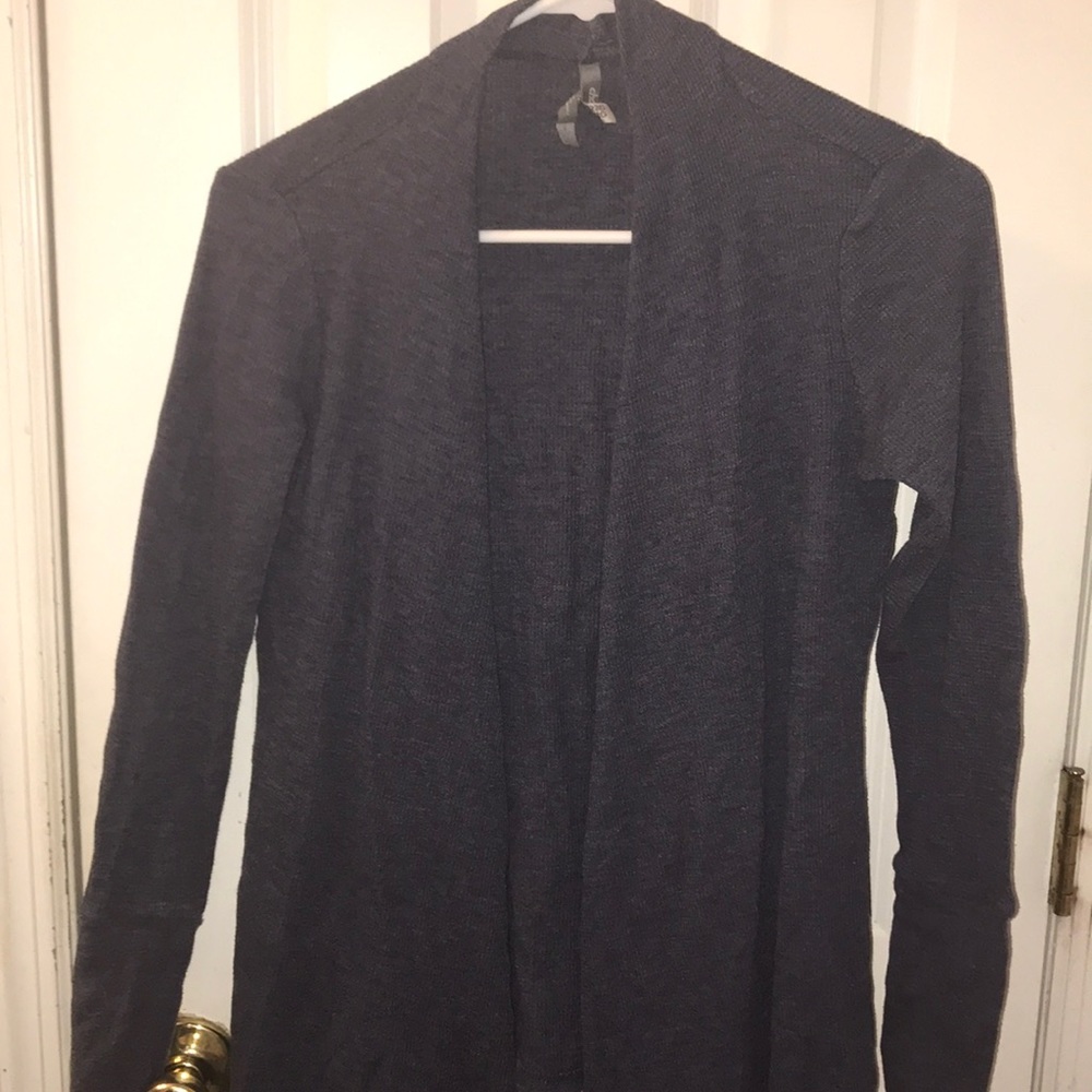 Long blue cardigan